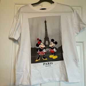 White Zara Mickey & Minnie T-shirt